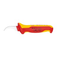 Cutter pentru dezizolare, cu maner bicomponent cu izolatie VDE, L 180, L lama 50 mm, raza 40.0 mm, Knipex