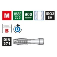 Tarod bit Hex Drive HSS-E, DIN 371, forma B, Volkel