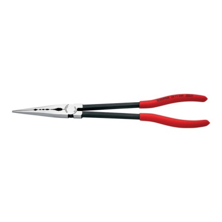 Cleste cu falci semi-rounde lungi subtiri, cu profil ondulat, cu strat negru protector lustruit si cu manson din plastic, Knipex