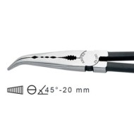 Cleste cu falci semi-rotunde lungi subtiri cu profil ondulat, 45°, cu strat negru protector lustruit, manson din plastic, Knipex