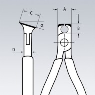Cleste de taiere frontala pentru electronisti, cu protectie la descarcare electrostatica, varf la 90°, L 115 mm, Knipex