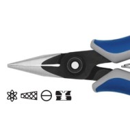 Cleste de precizie de prindere pentru electronisti, falci semi-rotunde, suprafata brunata lustruita, manson bicomponent, Knipex