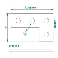 Suport L, 80 x 80 x 5 mm pentru profile 41 x 21 mm, Rocast