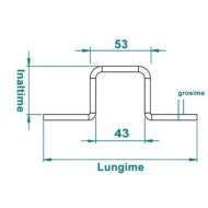 Brida zincata  135 x 27 x 5 mm pentru profile 41 x 21 mm, 41 x 41 mm, Rocast