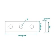 Conector cu 3 gauri, 120 x 40 x 5 mm, plat zincat, drept pentru profile 41 x 21 mm, 41 x 41 mm, Rocast