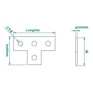 Suport T 120 x 80 x 5 mm pentru profile 41 x 21 mm, Rocast