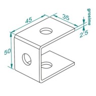 Suport tavan U, RMTT01S, 45 x 35 x 50 x 2.5 mm, Rocast
