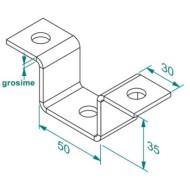 Suport tavan U, RMTT02S, 50 x 35 x 30 x 2.5 mm, Rocast
