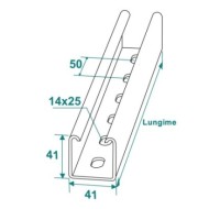 Profile perforate pentru montaj, sectiune 41 x 41 mm, Rocast