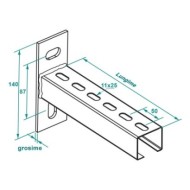 Consola suport CL38, Sectiune 38 x 40 mm, Zincata, Rocast