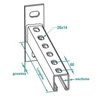 Consola suport CL41, Sectiune 41 x 41 mm , Zincata, Rocast