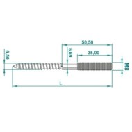 Prezon filetat M8 cu cap Torx pentru lemn, zincat, Rocast