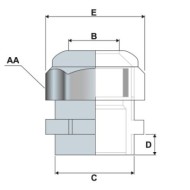 Presetupa din poliamida gri, PA6V2 (nylon) cu rezistenta la temperatura de -30 / +80°C, protectie IP 68, Rocast