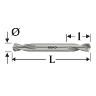 Burghie DUBLE EXTRA-SCURTE, tip KV, HSS-G - gama profesionala, RUKO