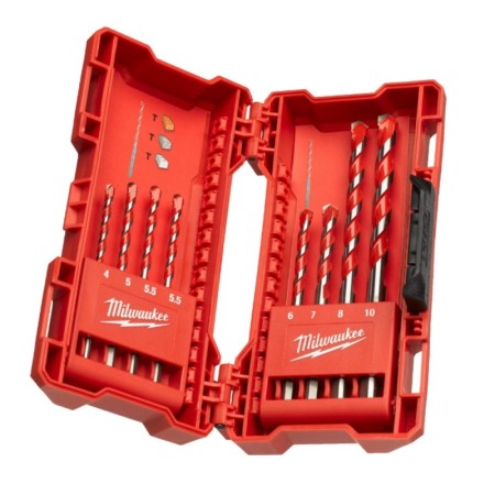 Set de burghie pentru beton Heavy-Duty cu coada cilindrica tesita, Ø4 - Ø12 , Milwaukee