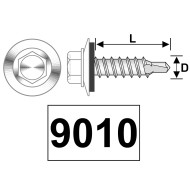 Surub autoforant cap hexagonal + saiba cauciucata EPDM ø 14 mm pentru prindere constructii lemn, Rocast