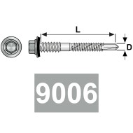 Surub cu capacitate mare de gaurire, otel zincat / vopsit, pentru panouri sandwich, cu saiba cauciucata  EPDM de 16 mm, Rocast