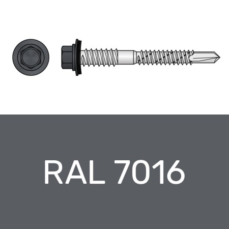 Surub cu capacitate mare de gaurire, cu saiba cauciucata EPDM Ø16 mm, Rocast