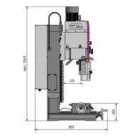 Masina de frezat, 400 V, 1.5 kW, deschidere brat 215 mm, prindere tija  M16, modelul MH 35V, Optimum