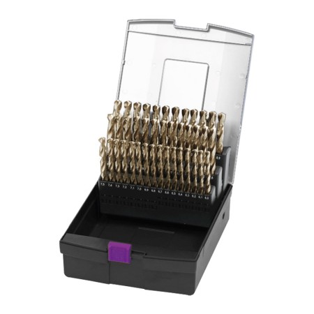 Set de burghie elicoidale HSS-Co5 - DIN 338, 41 de piese, Optimum