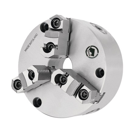 Universal cu 3 bacuri cu fixare centrica - "BISON", din fonta, 4000 rpm, diametru 125 mm, Optimum