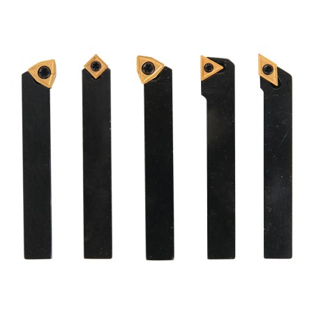 Set de 5 cutite de strung pentru strunjire exterioara - 10 mm - Set 2, cu placute din carbura si acoperire TiN, Optimum