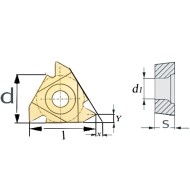 Set de 5 placute din carbura pentru cutitele din “Set 15”, cod  ISO 08IR A60, acoperire TiN, Optimum