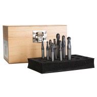 Set de freze radiale din carbura, acoperire de TiAlN, cu cap sferic pentru taiere frontala, coada cilindrica, Optimum