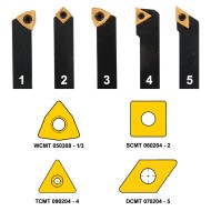 Set de 5 cutite de strung pentru strunjire exterioara - 10 mm - Set 2, cu placute din carbura si acoperire TiN, Optimum