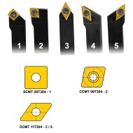 Set de 5 cutite de strung pentru strunjire exterioara - 16 mm - Set 5, cu placute din carbura si acoperire TiN, Optimum