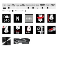 Burghie elicoidale, DIN 345, tip N, cu coada Morse, HSS-R - gama profesionala, RUKO