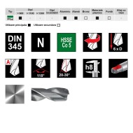 Burghie elicoidale, DIN 345, tip N, cu coada Morse, HSSE-Co 5 - gama profesionala, RUKO
