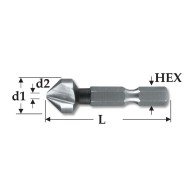 Tesitoare 90 grade, HSS - prindere bit 1-4, tip lung, RUKO