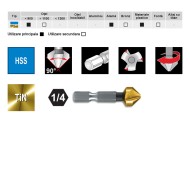 Tesitoare 90 grade, HSS-TiN, prindere bit 1-4, tip lung, RUKO