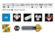 Set de tesitoare 90 grade, prindere bit 1-4 inch, HSS TiN, RUKO