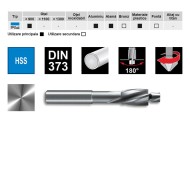Adancitor pentru gauri strapunse - reper mediu HSS cu ghidaj fix, prindere cilindrica, DIN 373, RUKO