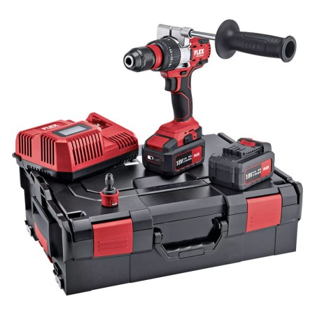 Masina de gaurit cu percutie, modelul PD2G EC/5.0 Set, 18 V - 5.0 Ah, 0 - 600 / 2300 rpm, 0 - 9600 / 37000 bpm, Flex