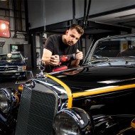 Masina de lustruit pentru burete rosu, modelul PE 150 EC/Set, 18 V - 5.0 Ah, Ø disc 150 mm, 550 - 1800 rpm, FLEX