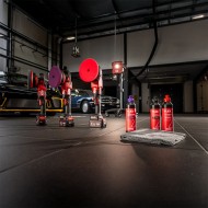 Masina de lustruit pentru burete rosu, modelul PE 150 EC/Set, 18 V - 5.0 Ah, Ø disc 150 mm, 550 - 1800 rpm, FLEX