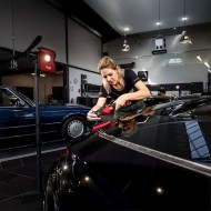 Masina de lustruit pentru burete rosu, modelul PE 150 EC/Set, 18 V - 5.0 Ah, Ø disc 150 mm, 550 - 1800 rpm, FLEX