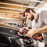 Masina de lustruit modelul PXE 80 EC/2.5Set, 18 V - 2.5 Ah, miscare orbitala aleatorie de 3 si 12 mm, Ø disc 80 mm, FLEX