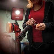 Masina de lustruit modelul PXE 80 EC/2.5Set, 18 V - 2.5 Ah, miscare orbitala aleatorie de 3 si 12 mm, Ø disc 80 mm, FLEX