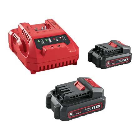 Set incarcator cu 2 acumulatori, model Power 12-22 Q, incarcator 12V, acumulatori 2 x 2.5 Ah, FLEX