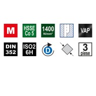 Tarozi de mana, HSSE Co5 VAP,filet metric, seturi de 3 piese diferite, DIN 352, VOLKEL