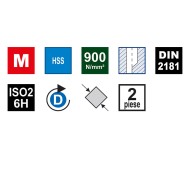 Tarozi de mana HSS-G, filet metric fin, set de 2 piese diferite, DIN 2181, VOLKEL