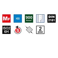 Tarozi de mana HSS, filet metric fin, set de 2 piese diferite, DIN 2181, VOLKEL