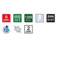 Tarozi de mana HSSE Co5, filet pentru tevi de gaz, filetare pe dreapta, set de 2 piese diferite, DIN 5157, VOLKEL
