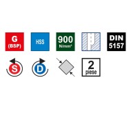 Tarozi de mana, HSS, filet normal, fileatre stanga / dreapta, DIN 5157 - set 2 piese, VOLKEL