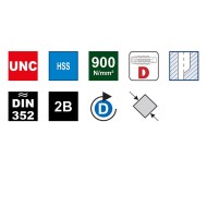 Tarozi de masina, universali, scurti, gaurire strapunsa si infundata, HSS-G, filet UNC, ≈ DIN 352, VOLKEL