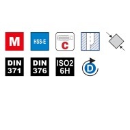 Set 7 tarozi de masina universali, scurti, HSS-E, forma C, filet dreapta, pentru gauri strapunse si infundate, VOLKEL